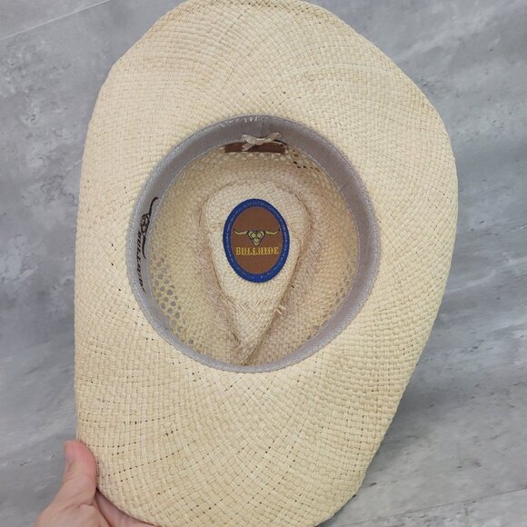 Bullhide Straw Cowboy Hat Womens Small Leather Beaded Concho Band Western Rodeo - Picture 6 of 15